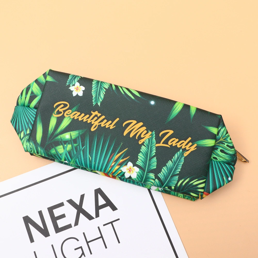 PVC Plants Printed Makeup Bag Multifunction Portable Toiletry Pouch Travel Carrying Case