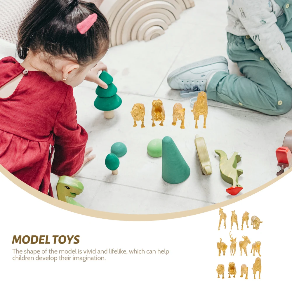 1 Set Simulation Animals Model Kid Animals Toy Sand Board Adornment (Golden)