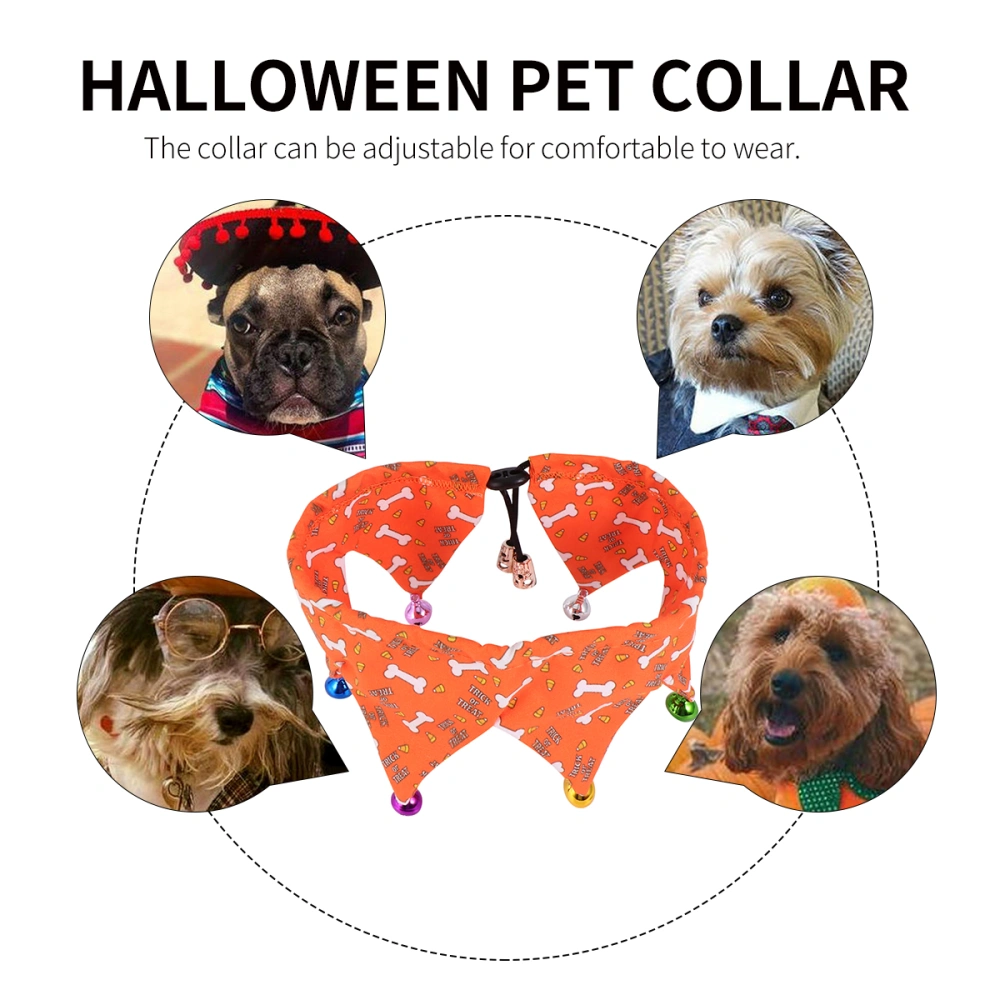 1pc Halloween Pet Collar with Bell Adjustable Dog and Cat Accessories Pet Dress up Supplies for Dog Cat (Orange Neck Circumference 20-39CM)