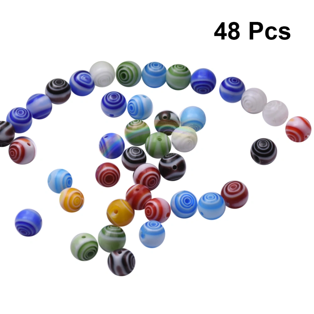 48PC Glass Beaded Colorful 8MM Loose Beads Rotating Pattern Jewelry Accessories for DIY Necklace Bracelet Hanging Pendant