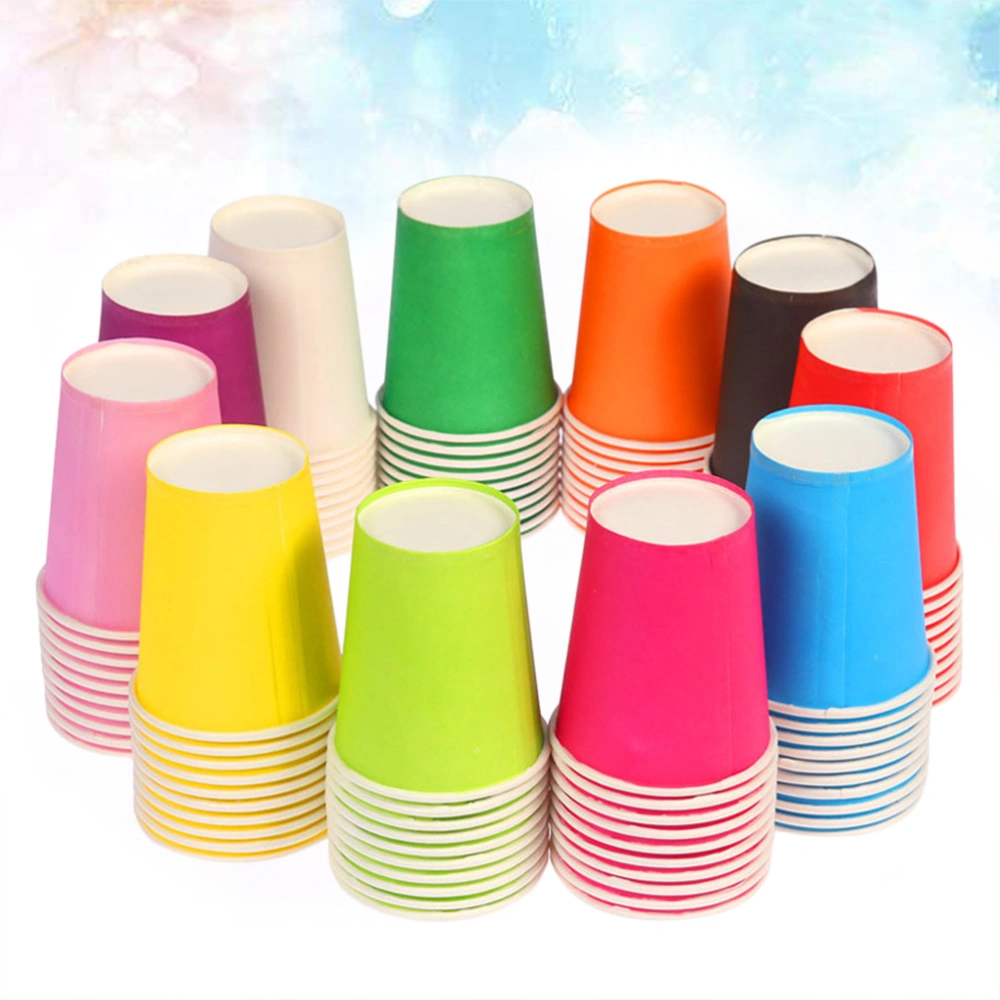 100pcs Colorful Pure Color Disposable Children Disposable DIY Paper Cups Kraft Art (Random Color)