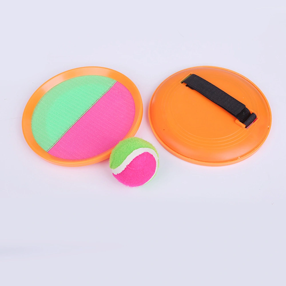 1 Set/4pcs Paddle Tennis Toy Ball Toss and Catch Sports Ball Throw Catch Bat Ball Game Set Parents-children Interactive Props for Home (2 Orange Catch Board and 2 Random Color Balls)