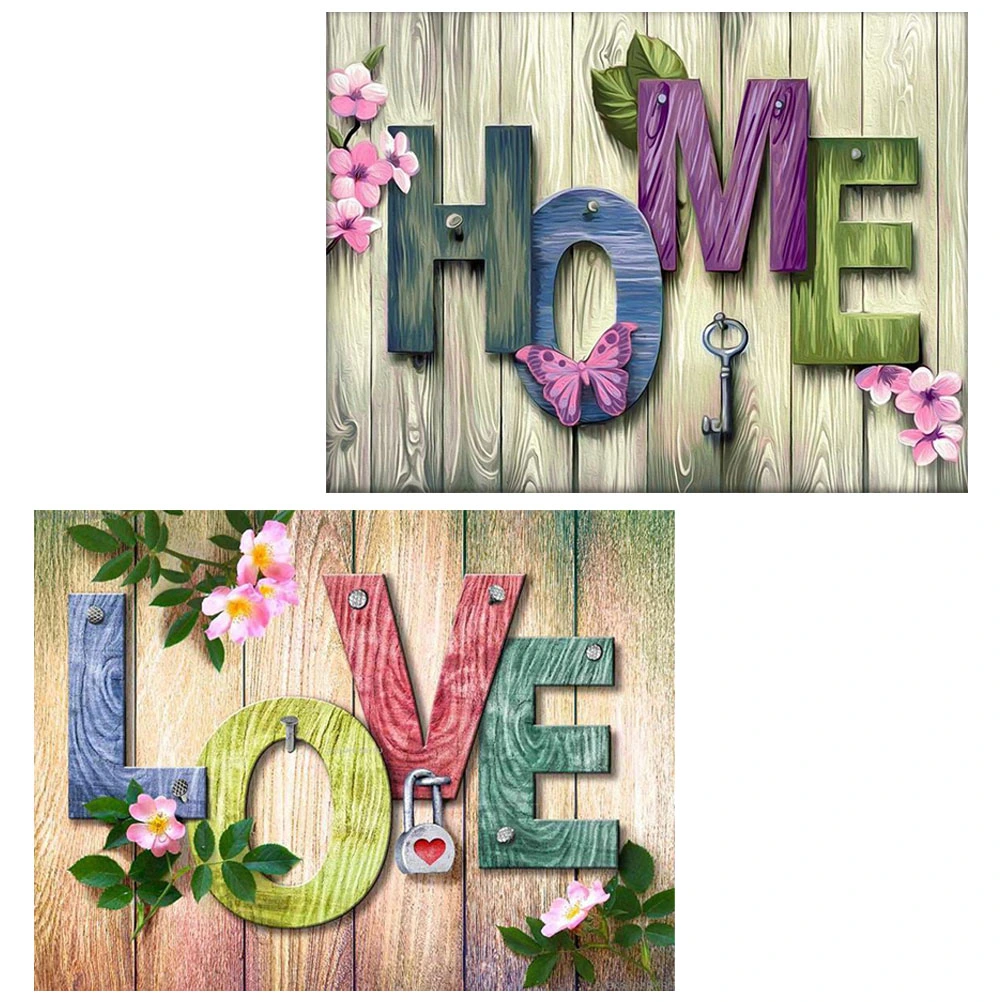 2 Sets DIY Drill Paintings Drill Letter Paintings Home Wall Decorations