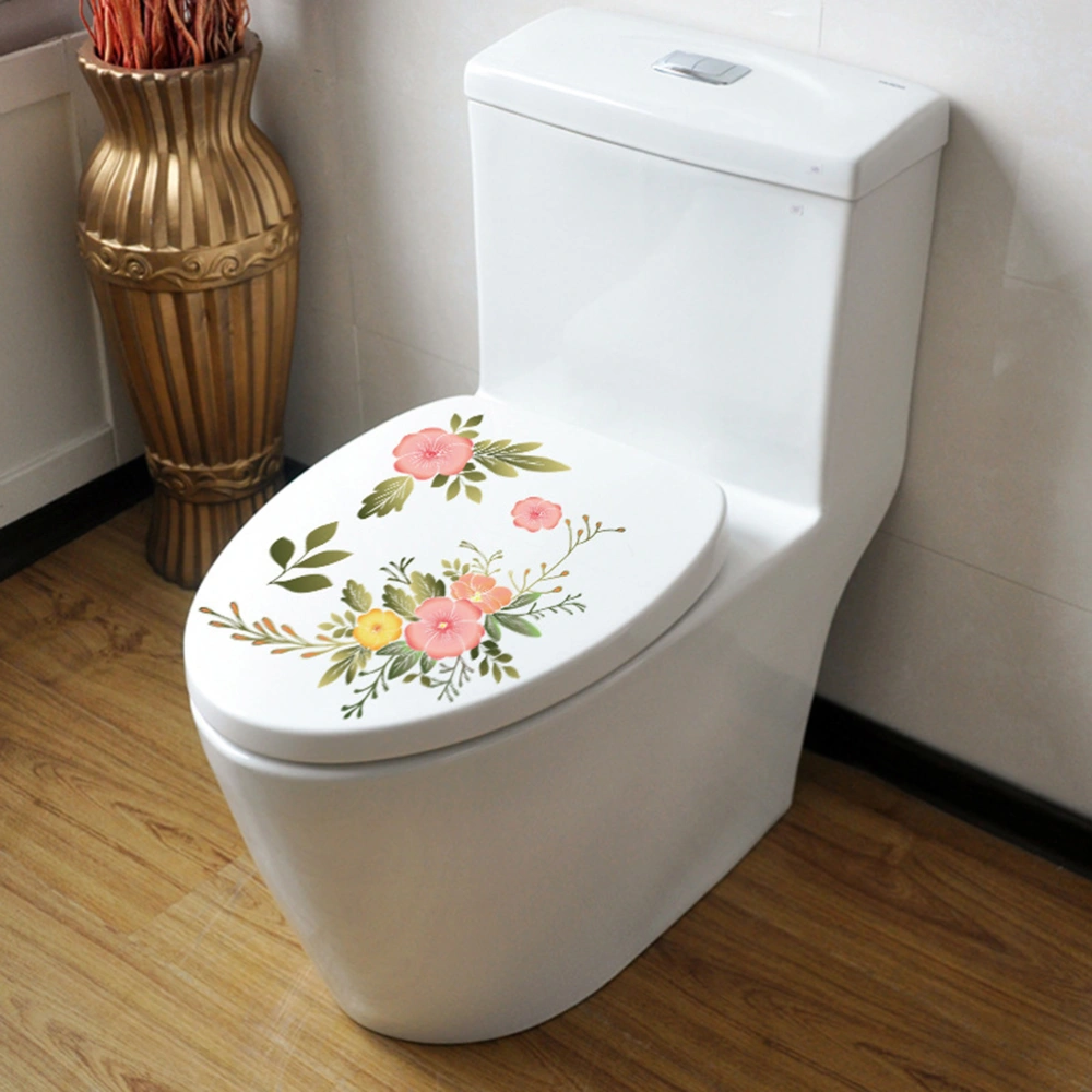 Creative Toilet Stickers Waterproof Flowers Stickers Self-Adhesive Decal for Refrigerator Washing Machine Bathroom Decoration (MH04)