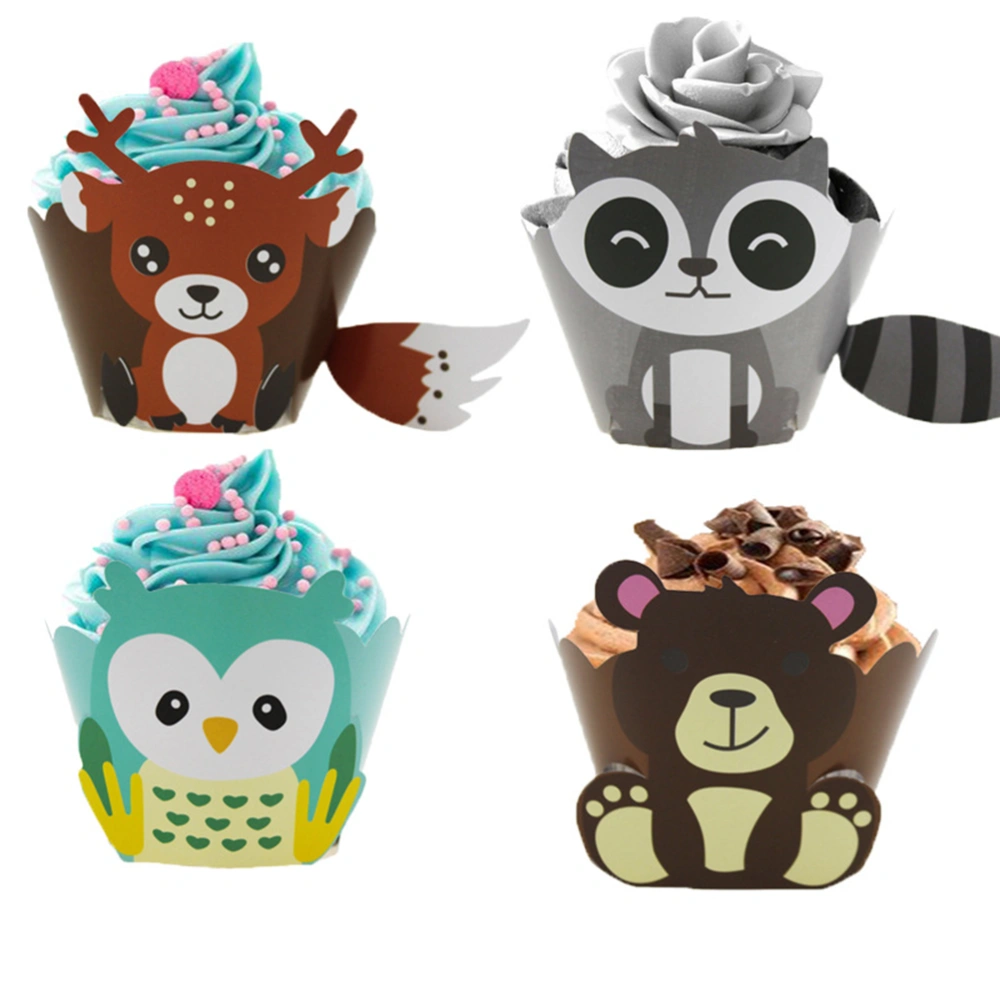 12pcs Cartoon Bear Patterns Cupcake Wrappers Paper Baking Cake Decoration Wraps for Baby Shower Birthday Party (6 Patterns)