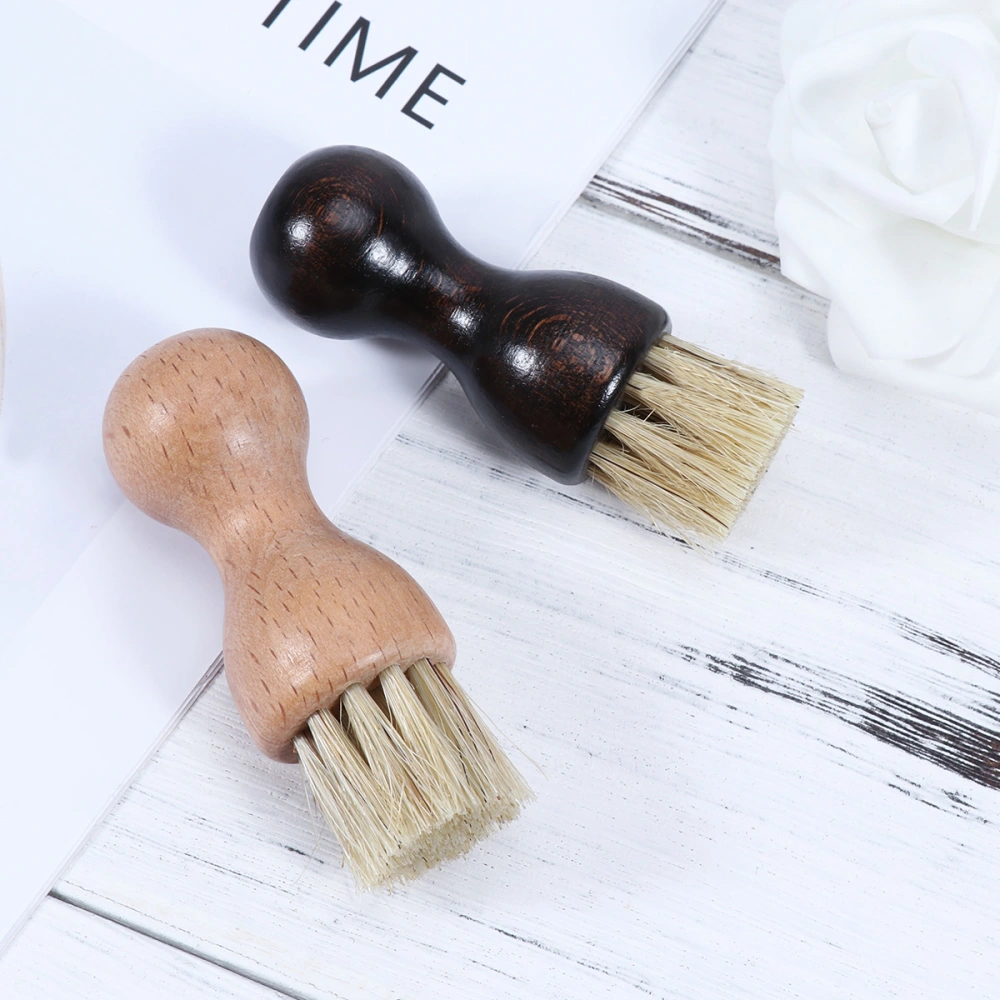 2Pcs Pig Hair Beech Handle Shoes Cleaning Brushes Multifunctional Dedusting Polishing Brushes (Lacquer Wood and Log Each)