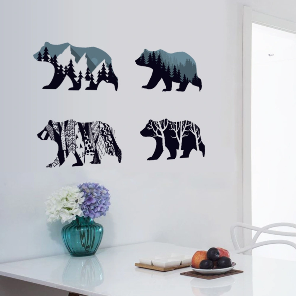 2Sheets Polar Bear Silhouette Wall Stickers Self-adhesive Wall Stickers Home Decors