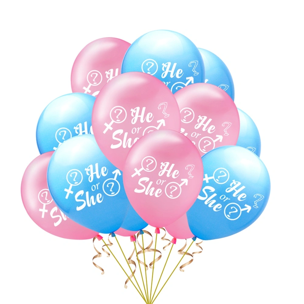 15 Pcs Balloons Set He or She Gender Disclosure Balloons Decorative Latex Balloons Kit for Wedding Baby Birthday (Pink/Blue)