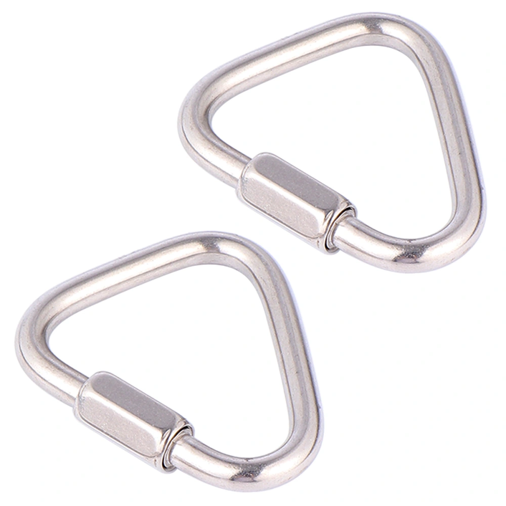 2pcs Stainless Steel Buckle Portable Climbing Buckle Multifunctional Carabiners Outdoor Sports Buckle for Outdoor (Silver)