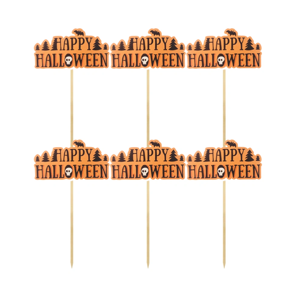 12pcs Happy Halloween Words Cake Toppers Funny Picks Paper Cupcake Decor Party Supplies for Halloween Festival