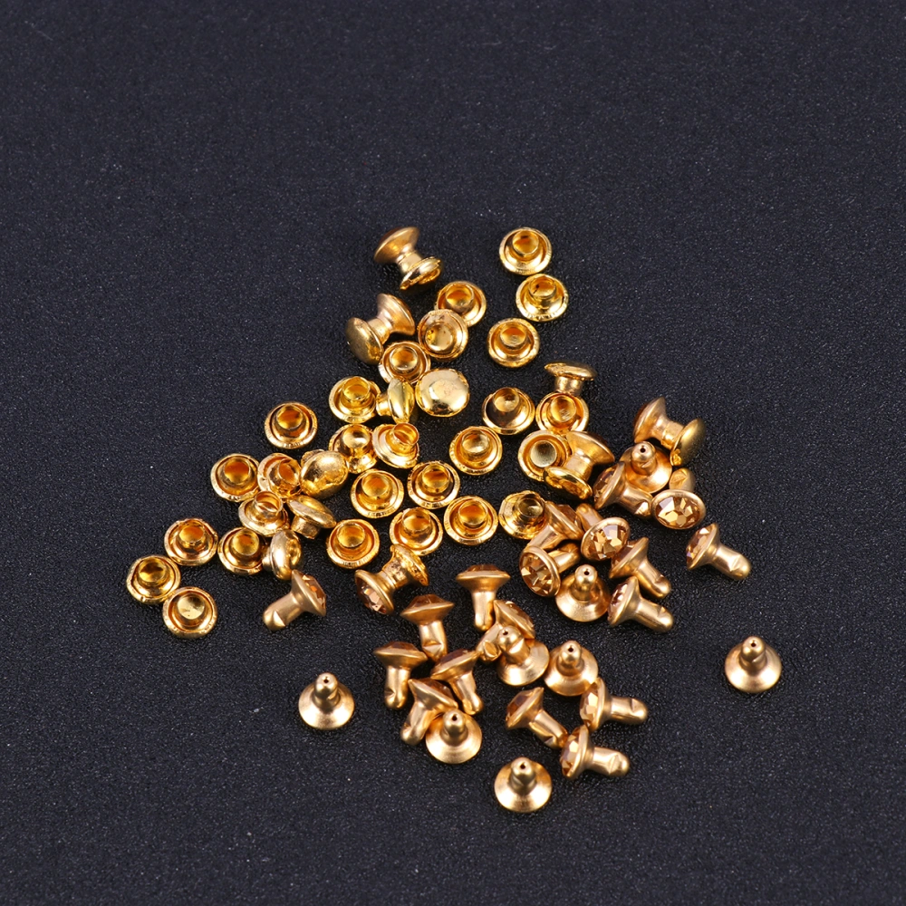 100 Pcs 6mm Colorful Diamond Jewelry Excellent Cutting Jewelry Art Design Rhinestone Metal Clothing Accessories (Yellow Diamond with Golden Rim)