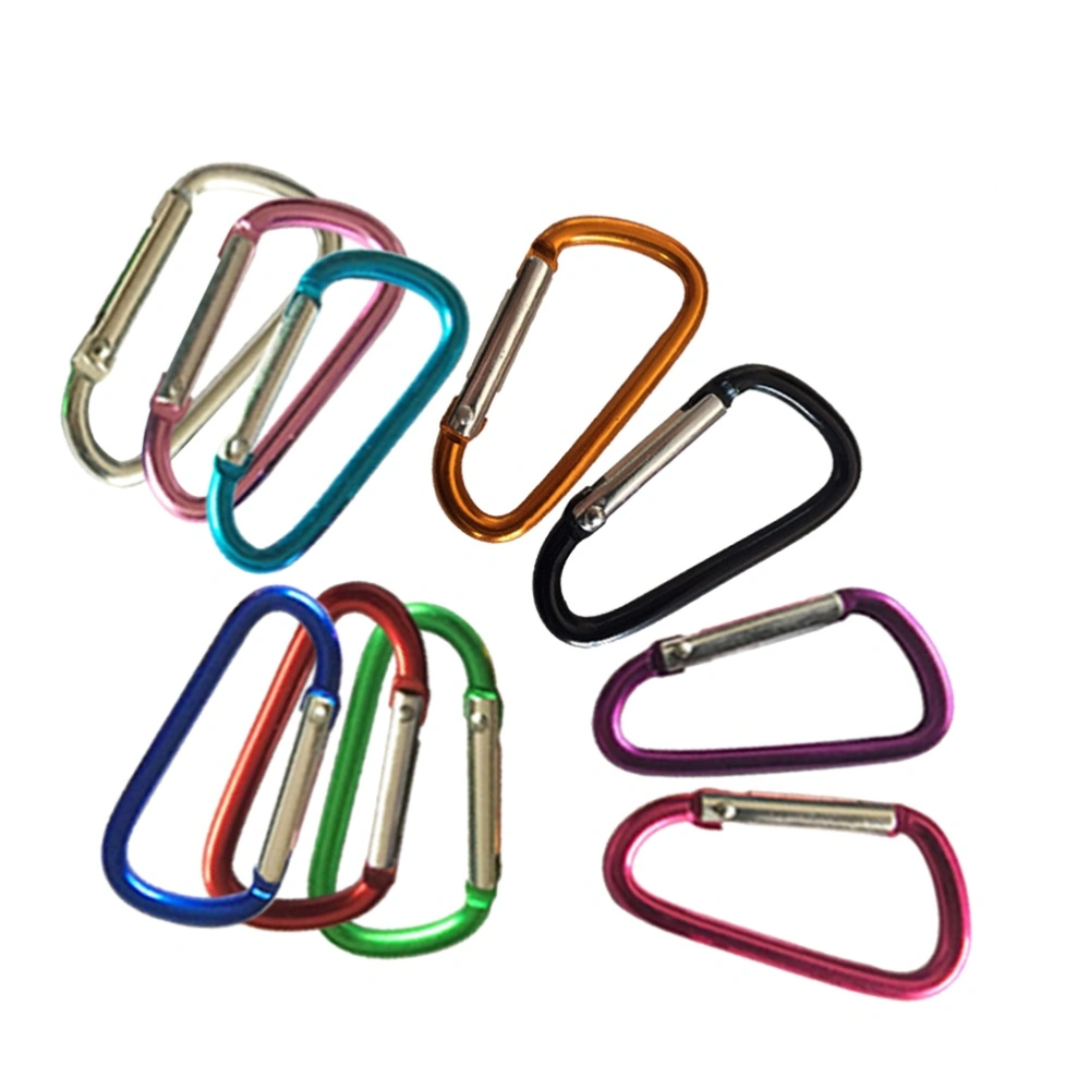 10pcs Professional D-Shaped Carabiner Heavy Duty D-ring Lightweight Aluminum Locking Carabiners for Camping Hiking Fishing Traveling (Random Color)