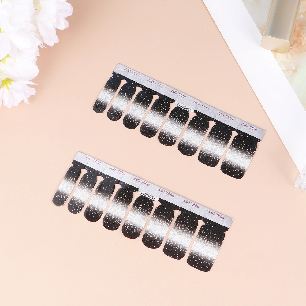 48Pcs Gradual Shade Nail Sticker Fake Nails Full Cover Nail False Nail Fake Nail Sticker Nail Patch (Black)