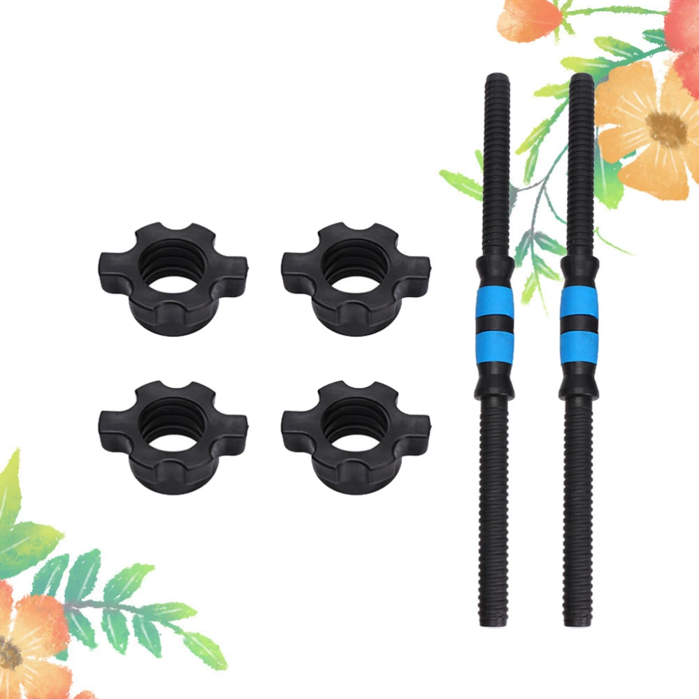 1 Set 40cm Dumbbell Bar Barbell Connecting Rod Hand Bell Grip Rod Household Fitness Equipment Rod for Home Gym Use (2pcs Dumbbell Rod+4pcs Nuts)