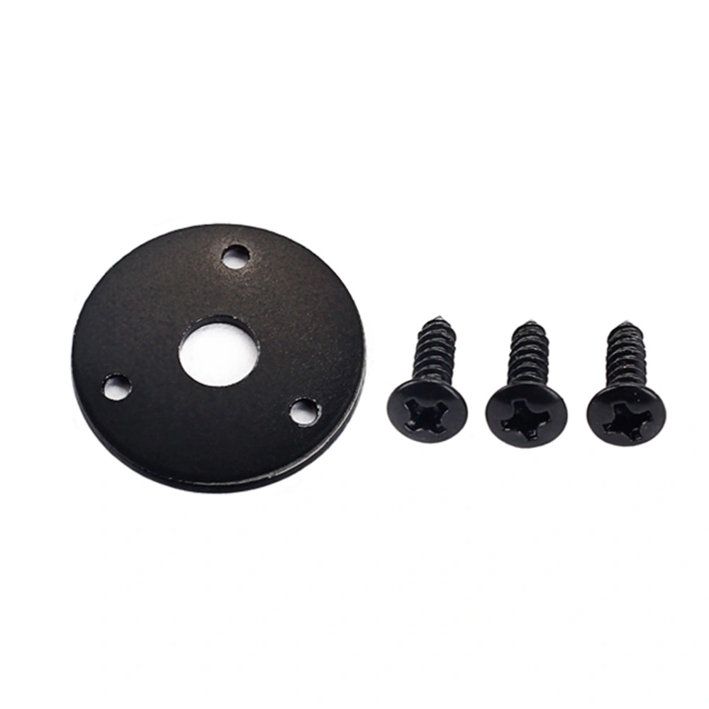 Round Guitar Jack Plate Indented 1/4 Inch Guitar Pickup Output Input Jack Socket Plate Metal Jack Plate With Screws for Electric Guitar Bass (Black)