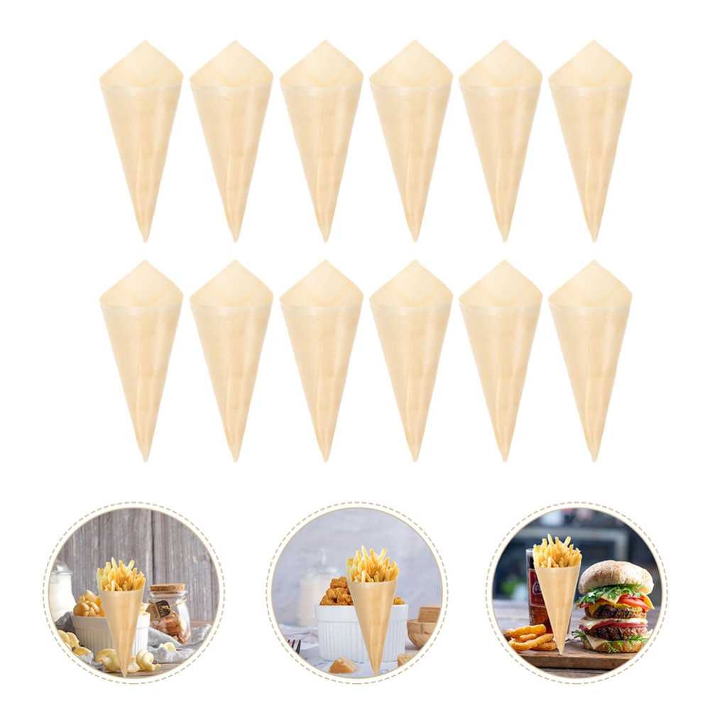 50pcs Ice Cream Cone Cups Disposable Wooden Appetizer Cones Party Candy Cones