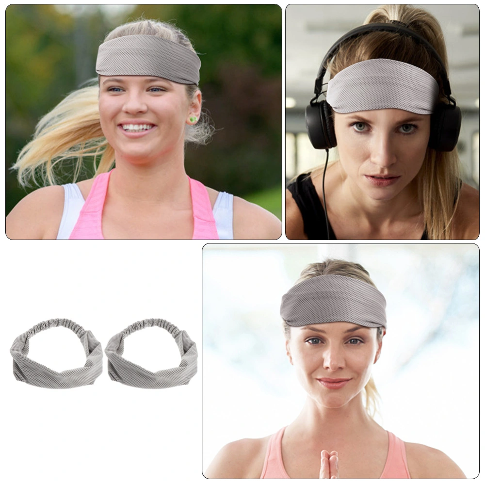 2Pcs Indoor Fitness Headbands Cooling Forehead Wrap Outdoor Running Sweatband