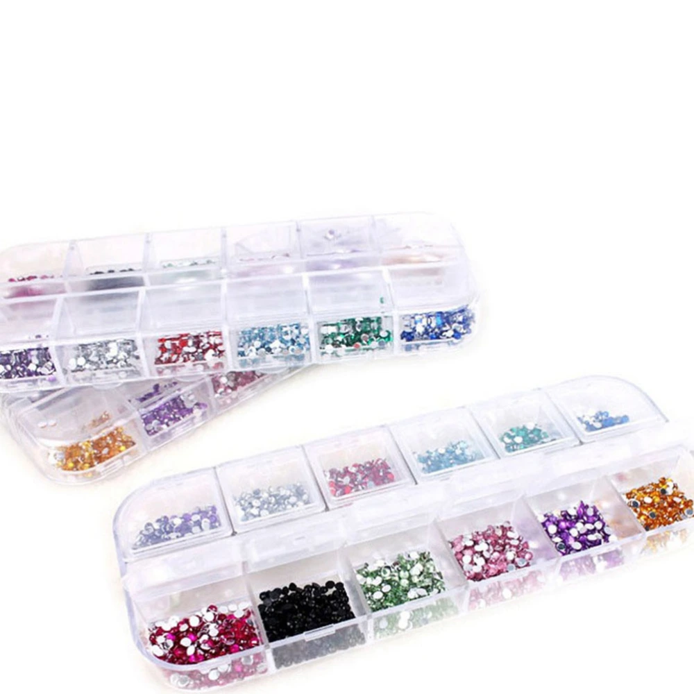 1 Box 12 Colors Nail Art Drop Drill Acrylic Drill DIY Teardrop Round Diamond Jewelry Making Craft