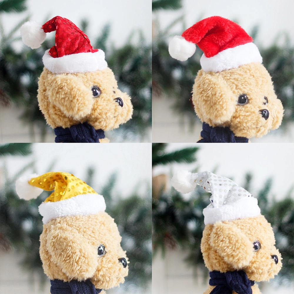 4pcs Christmas Pet Cat Dog Santa Claus Hat Xmas Plush Hat Party Home Decoration