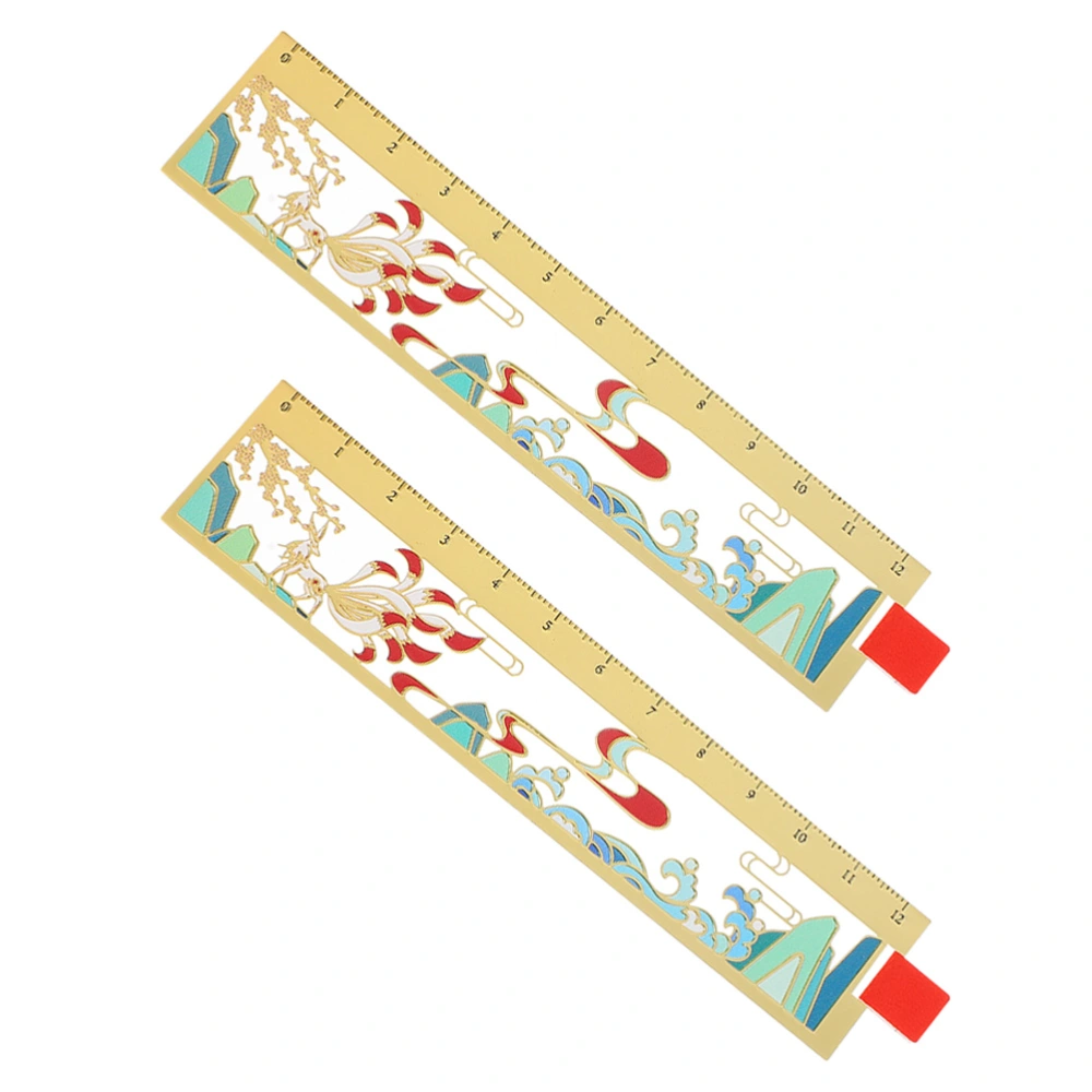 2pcs Portable Book Rulers Students Bookmark Rulers Bookmark Stationeries Ruler Supplies