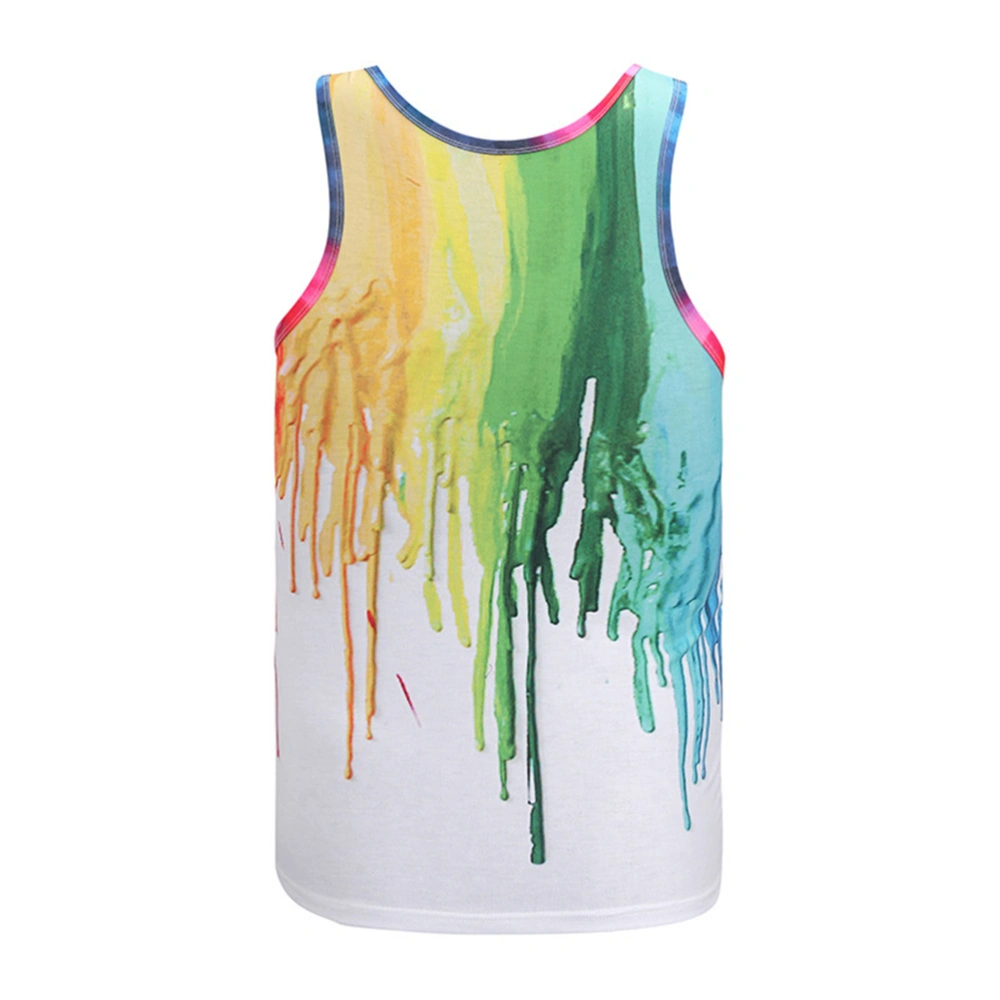 Men's Tank Tops Graffiti Pattern Printing Sleeveless T-shirt Vest Fashion Casual Size XL (Colorful Pattern)