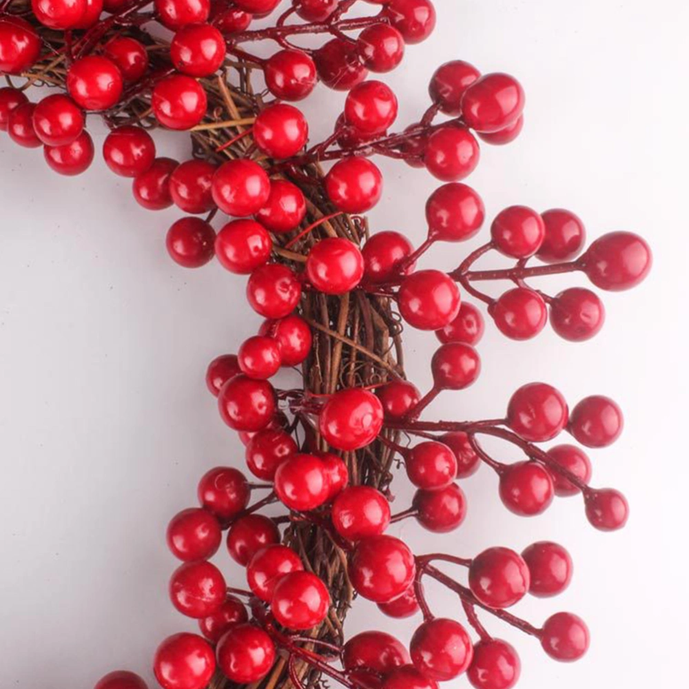 Christmas Simulated Berry Wreath Red Beaded Berry Garland Artificial Berry Ring Decoration Ornament for Thanksgiving Fall Wedding (35cm)