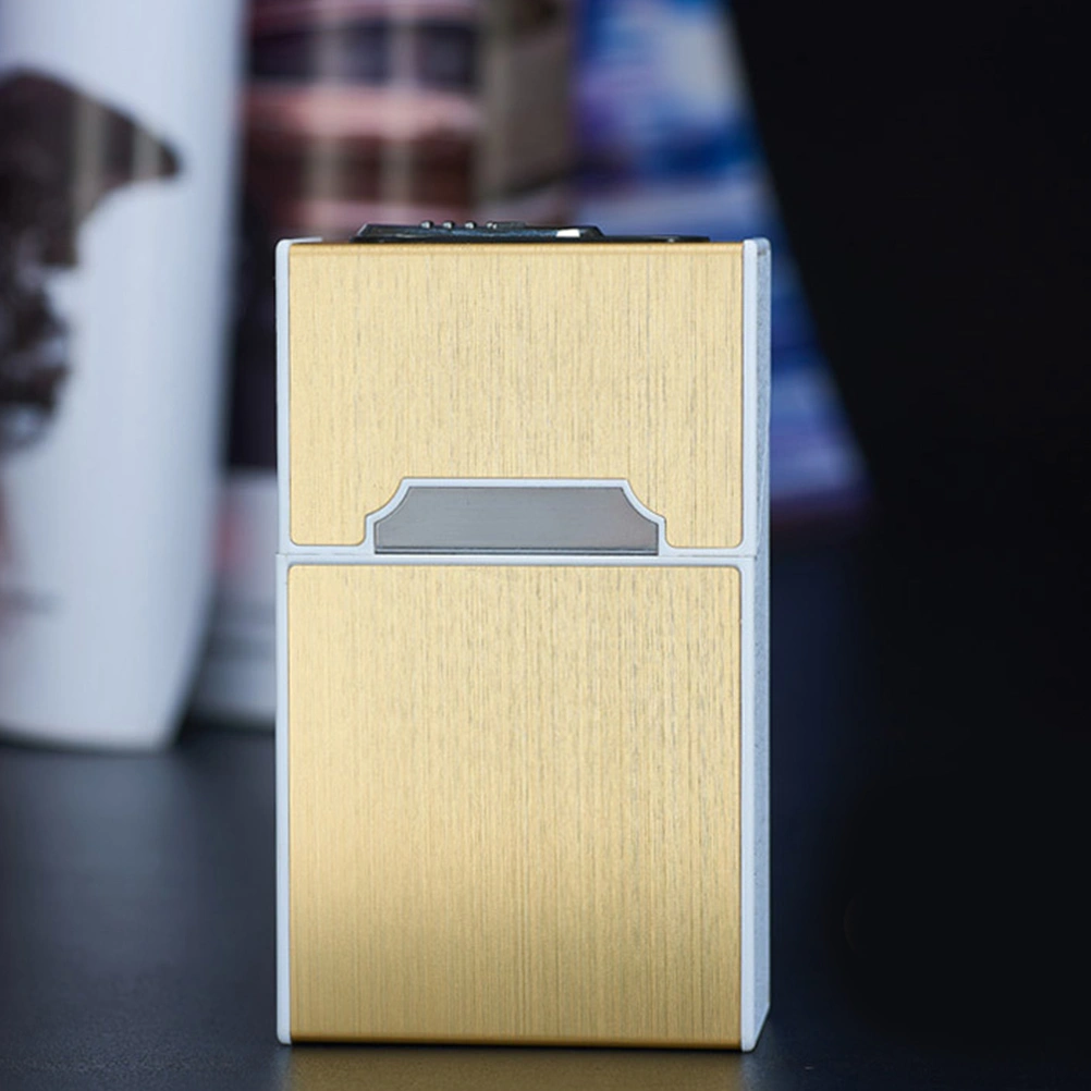 Electric USB Rechargeable Cigarette Lighter Cigarette Case Electronic Cigar Lighter (Golden)