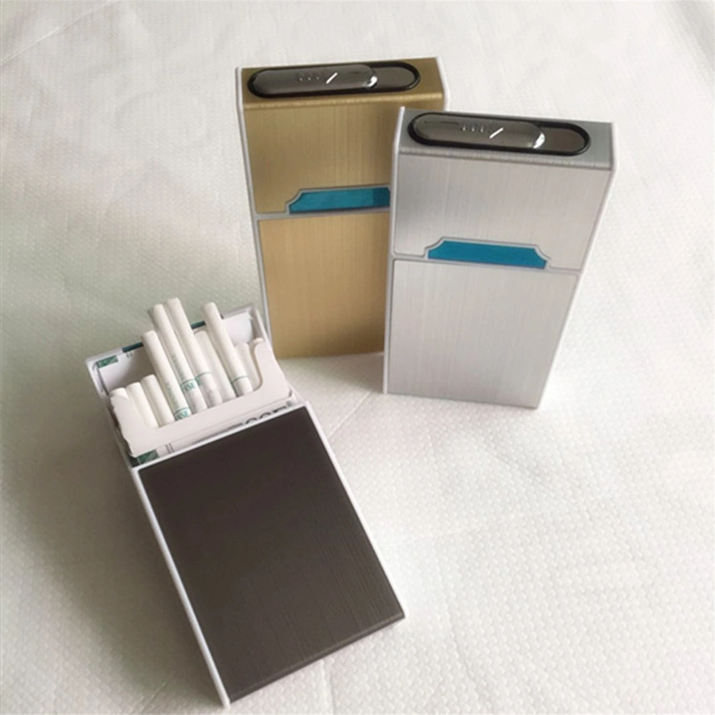 Electric USB Rechargeable Cigarette Lighter Cigarette Case Electronic Cigar Lighter (Golden)