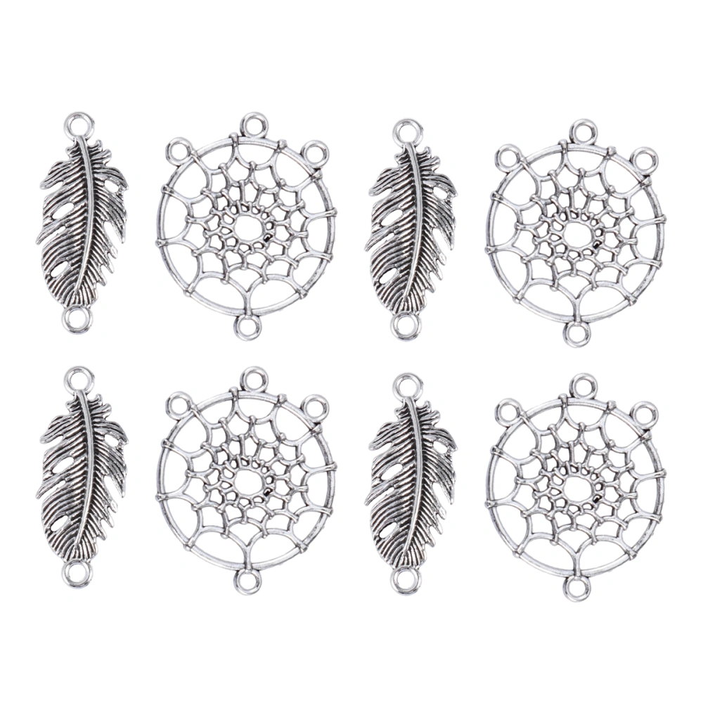 120pcs Vintage Alloy Dreamcatcher and Feather Shaped Pendants Charms DIY Jewelry Making Accessory for Necklace Bracelet (Silver)