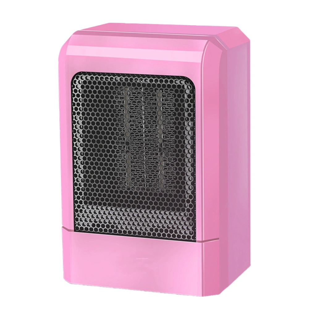 Mini Electric Heater Home Use Warm Air Blower Household Desk Fan Heater with EU Plug (Pink)