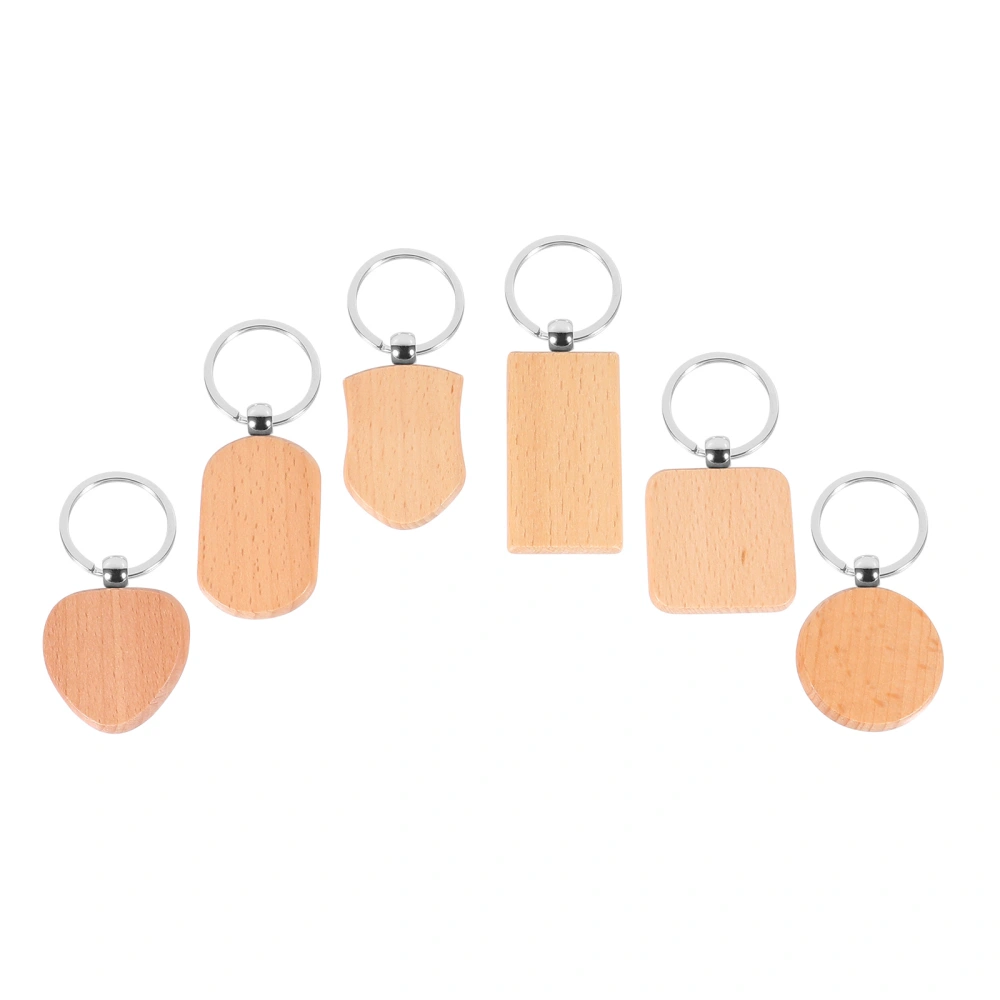 6pcs Blank Wooden Key Chains Personalized DIY Keychain Supplies Souvenir Gift