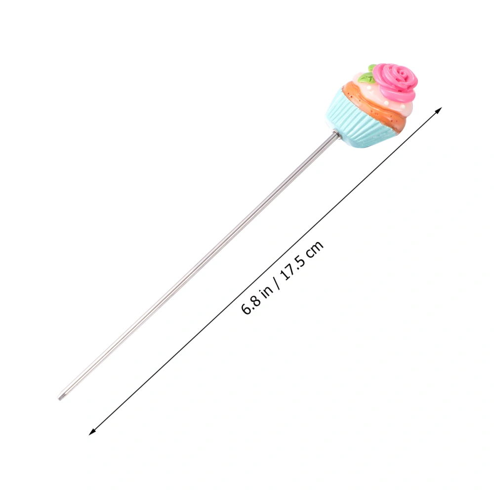 2pcs Stainless Steel Cake Tester Chic Biscuits Baking Test Needle DIY Baking Tool for Cake Bread Muffin Testing (Green Leaf Rose Pattern)