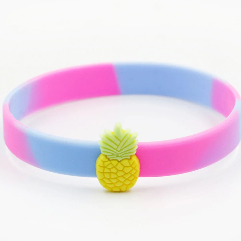 12pcs Fruit Design Bracelet Toy Silicone Wrist Straps Colorful Wristbands Dress up Accessary Kids Party Supplies (Random and Assorted Pattern)