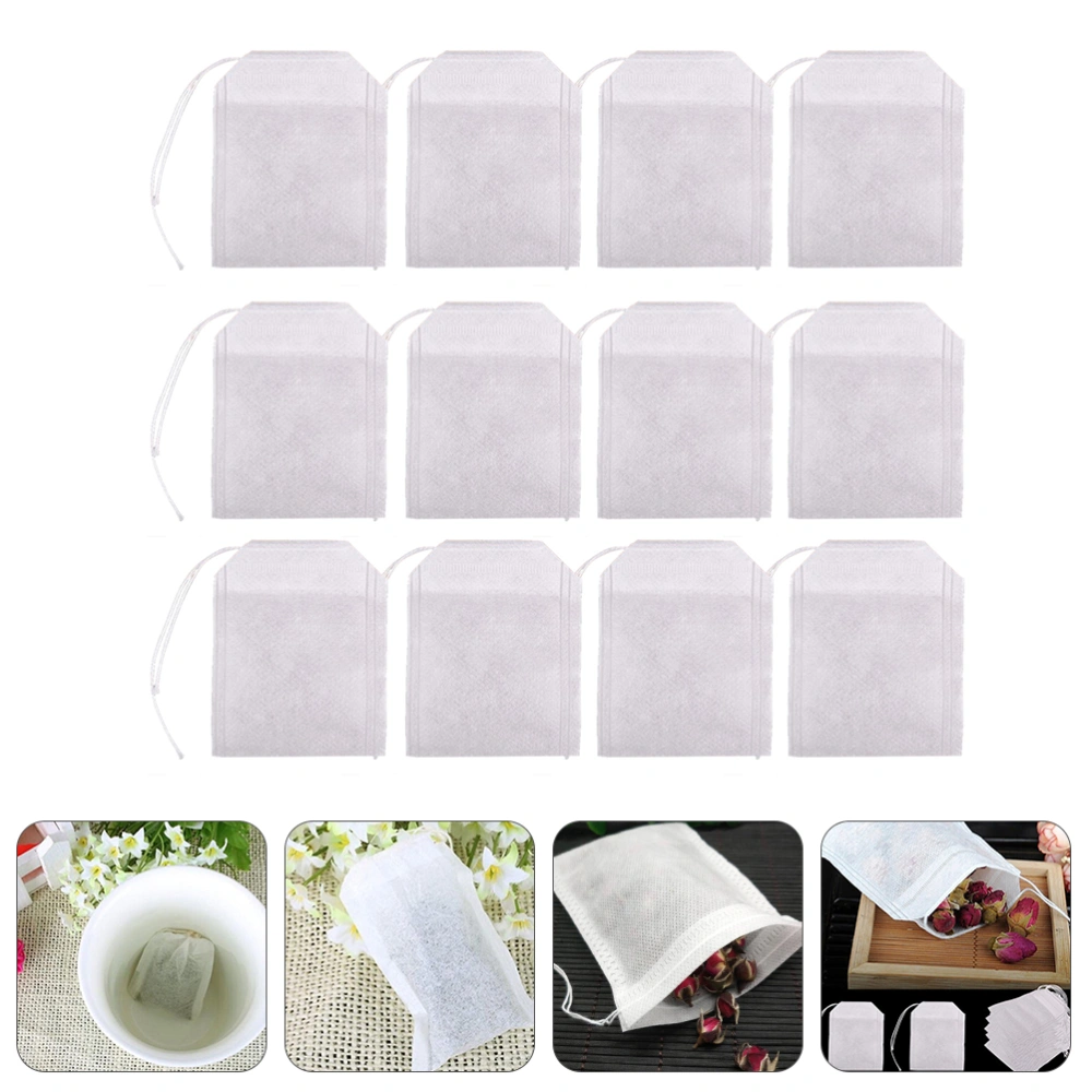 300pcs Drawstring Non-woven Fabric Tea Bags Disposable Medicine Bags (White)