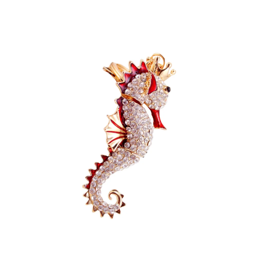 1pc Simulation Sea Horse Pendant Keychain Decoration Fashion Hanging Ornament for Key Bag Pouch Red