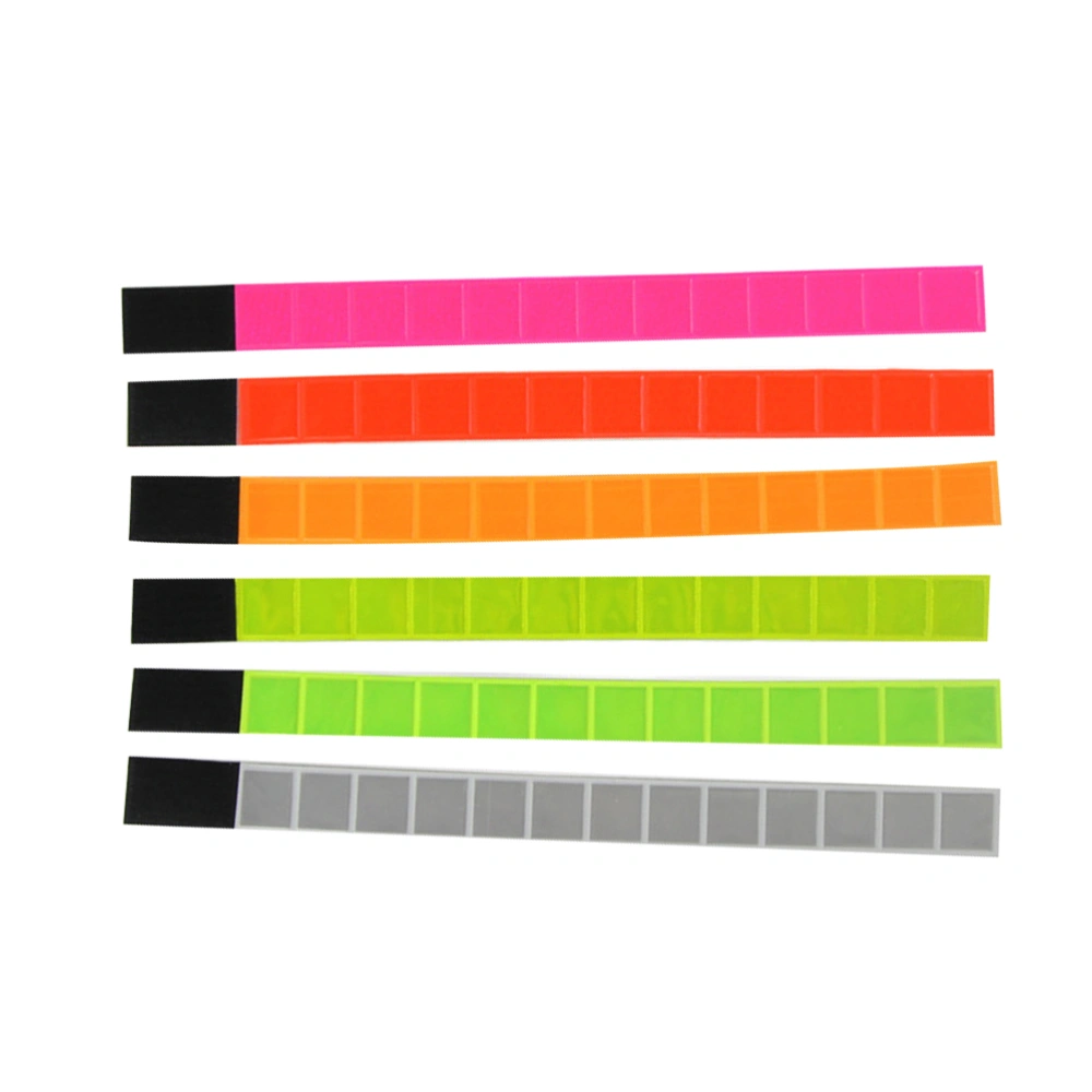 6PCS Reflective Arm Bands High Visibility Running Gear Reflectors Wristbands Luminous Leg Straps Bracelets for Cycling Walking (Mixed Color)