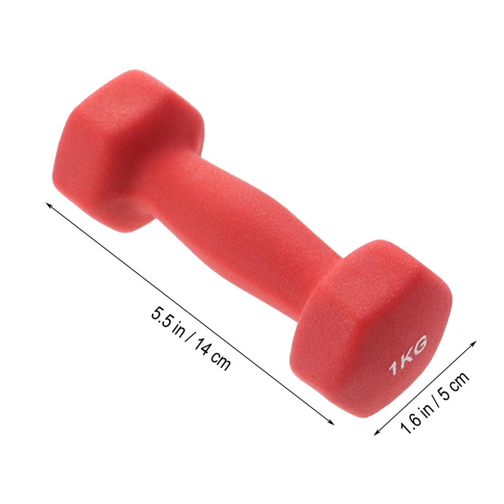 One Pair 1kg Women Exercise Dumbbells Ergonomic Lady Barbells Hand Bar For Yoga Exercise Fitness (Red)