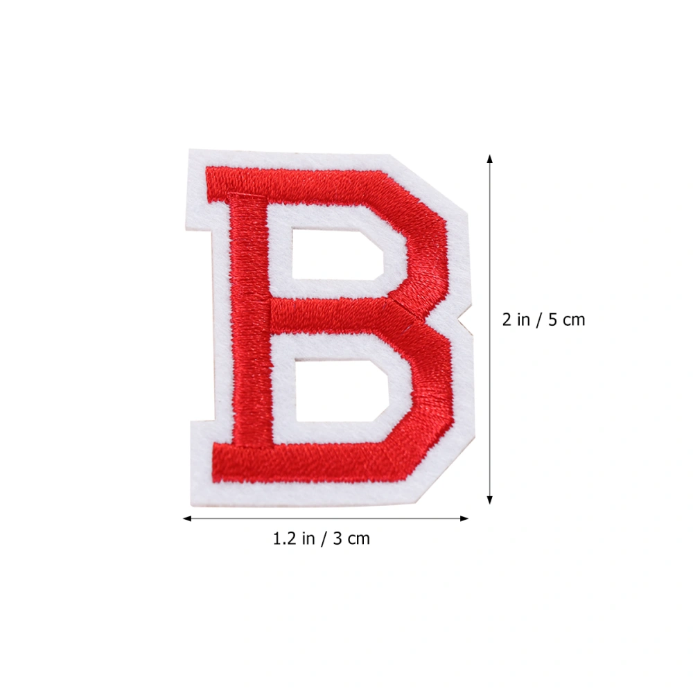 26pcs/1 Set English Letters Sticker Patch Adhesive Embroidered Sewing Sticker Clothes Dress Hat Jeans DIY Accessory (Red)