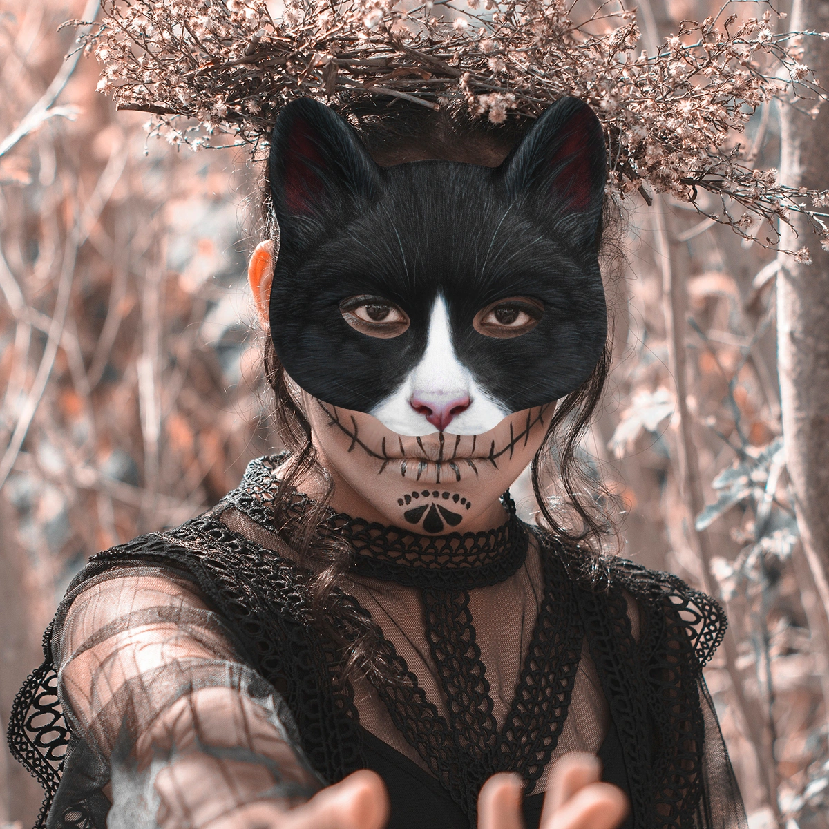 1Pc Stylish Halloween Cosplay Mask Cat Face Mask Animal Cosplay Mask Photo Props
