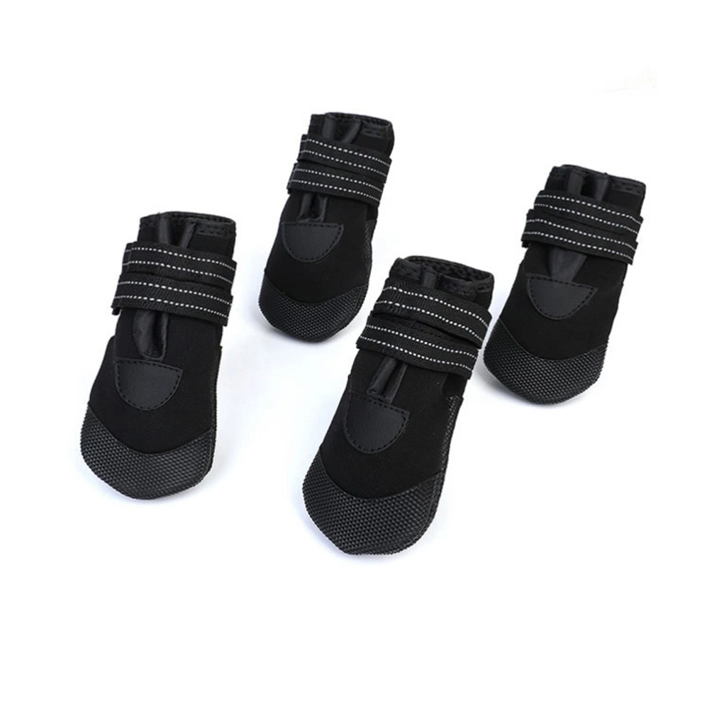 4pcs Winter Warm Pet Dog Shoes Waterproof Small Big Dog's Boots Cloth Non-Slip Night Safe Reflective Boots for Dogs Pet Accessories(Black)