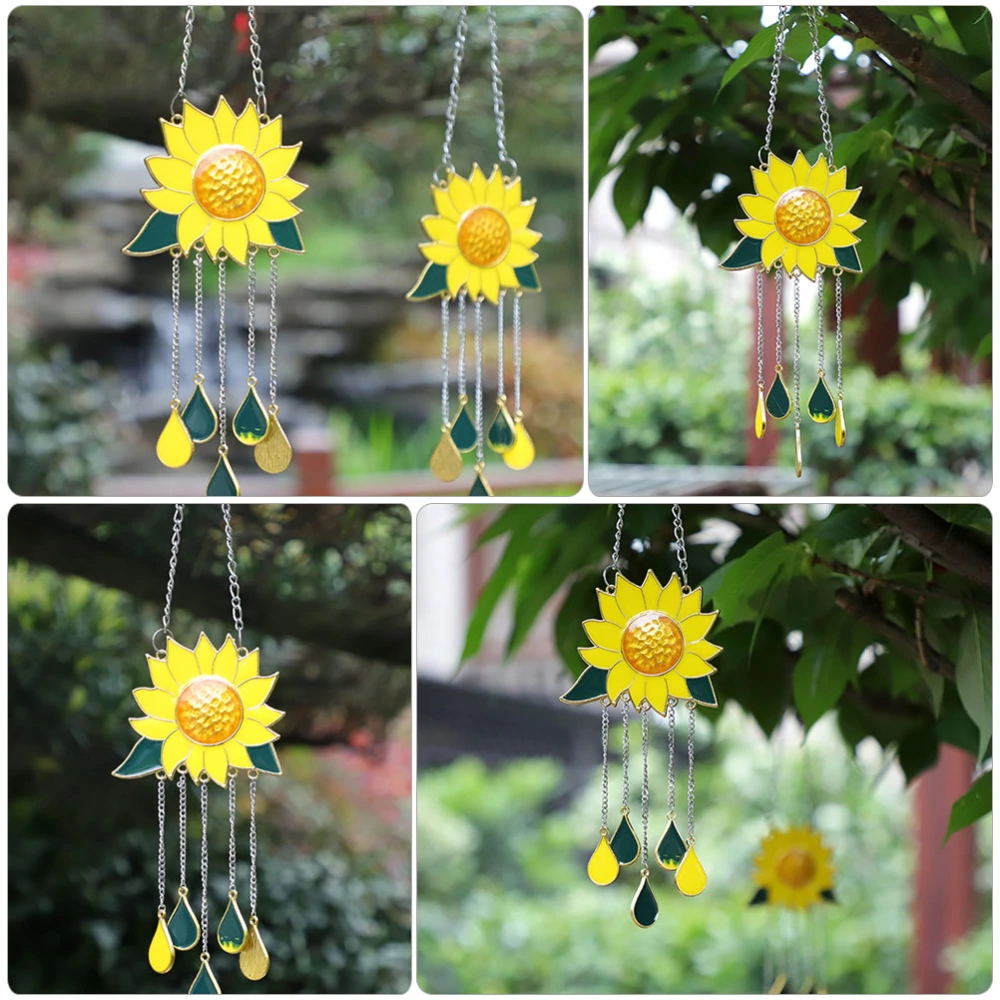 1pc Zinc Alloy Wind Chime Sunflower Design Wind Chime Garden Hanging Decor