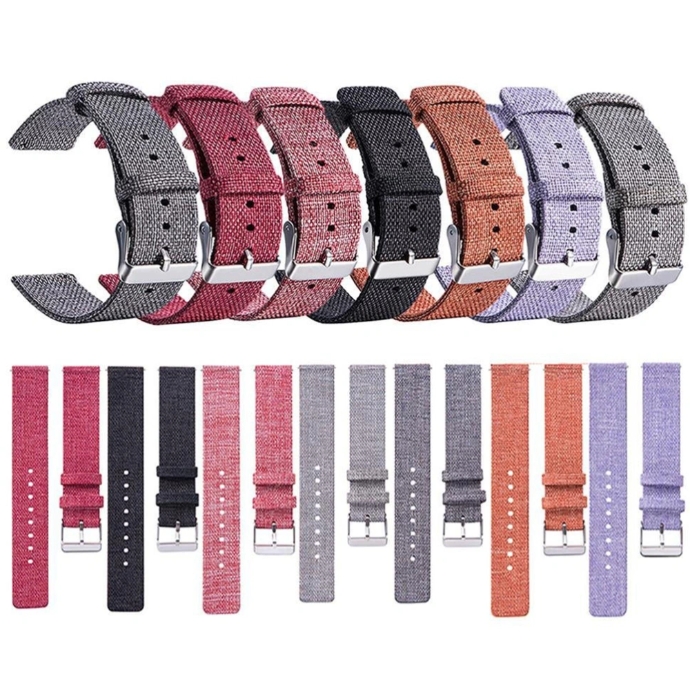 22mm Canvas Watch Band Minimalist Wristband Delicate Watch Replacement Strap Fashion Watchband Compatible for Garmin Fenix 5 Purple