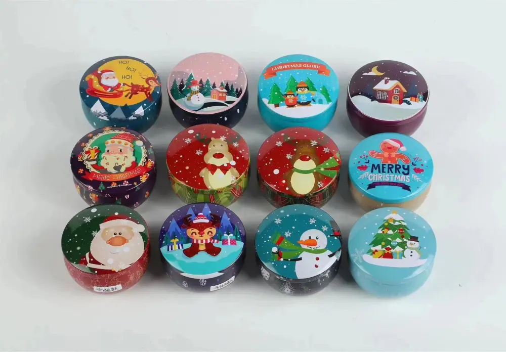 12pcs Tinplate Containers Christmas Style Small Candle Cans Candle Jar Candle Tins