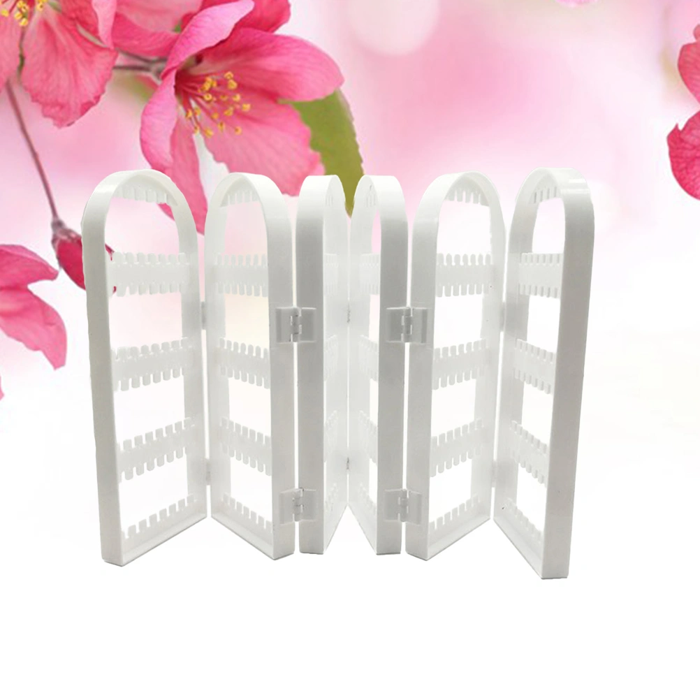 Jewelry Earring Holder Folding Plastic Stand Ear Stud Display Screen (Six Parts White)