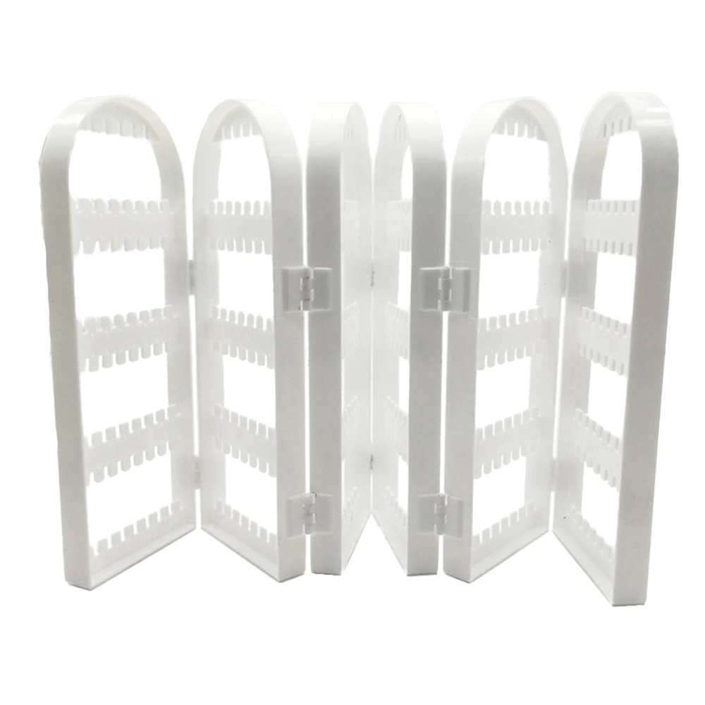 Jewelry Earring Holder Folding Plastic Stand Ear Stud Display Screen (Six Parts White)