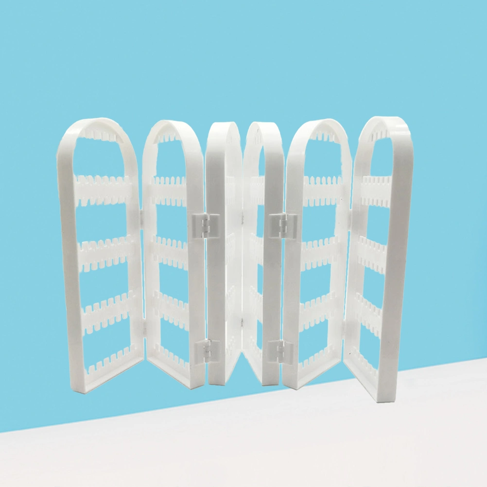 Jewelry Earring Holder Folding Plastic Stand Ear Stud Display Screen (Six Parts White)