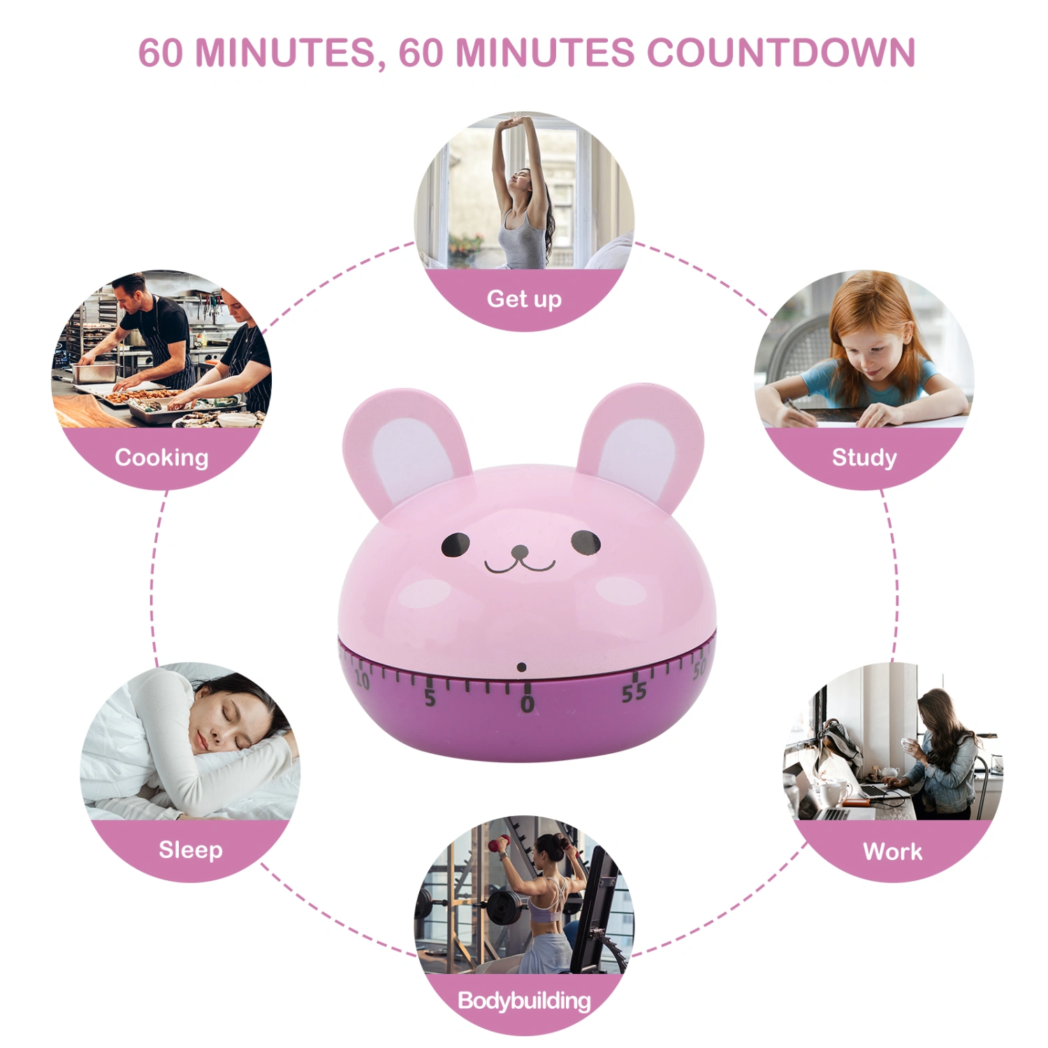1Pc Mechanical Timer Kitchen Timer Lovely Time Reminder Time Management Tool