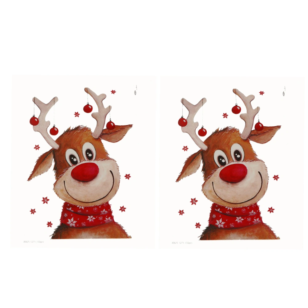 2PCS Christmas Deer Decals Clothing Iron On Patch Heat Transfer Patches