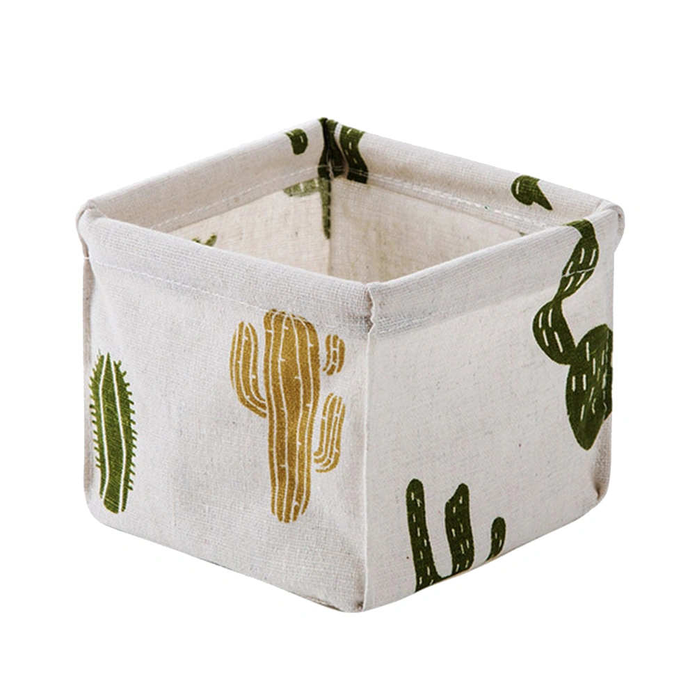 Cotton and Linen Desktop Storage Basket Fresh Stationery Storage Organizer Storage Bag Storage Bin (Cactus)