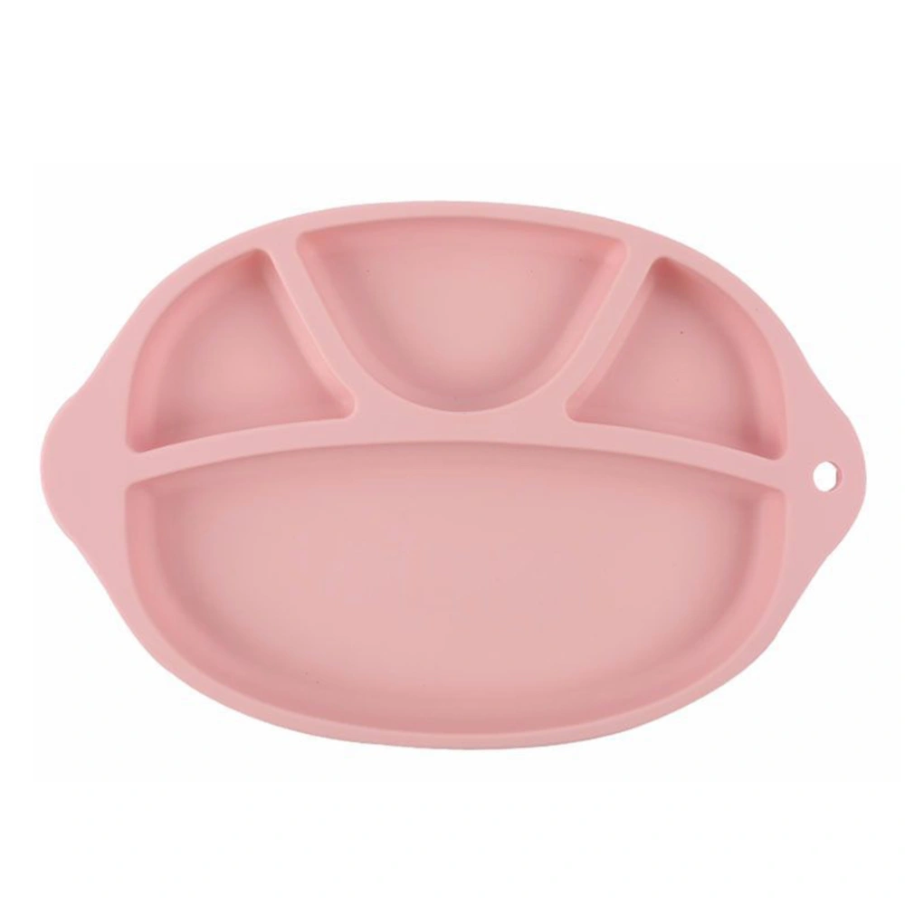 Food Grade Silicone Kids Partition Tray Drop-proof Rices Dish Holder Baby Separate Plate Children's Cutlery (Pink)